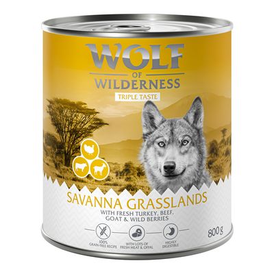 Wolf of Wilderness Triple Taste indyk, kozina, wołowina adult 800 g × 6