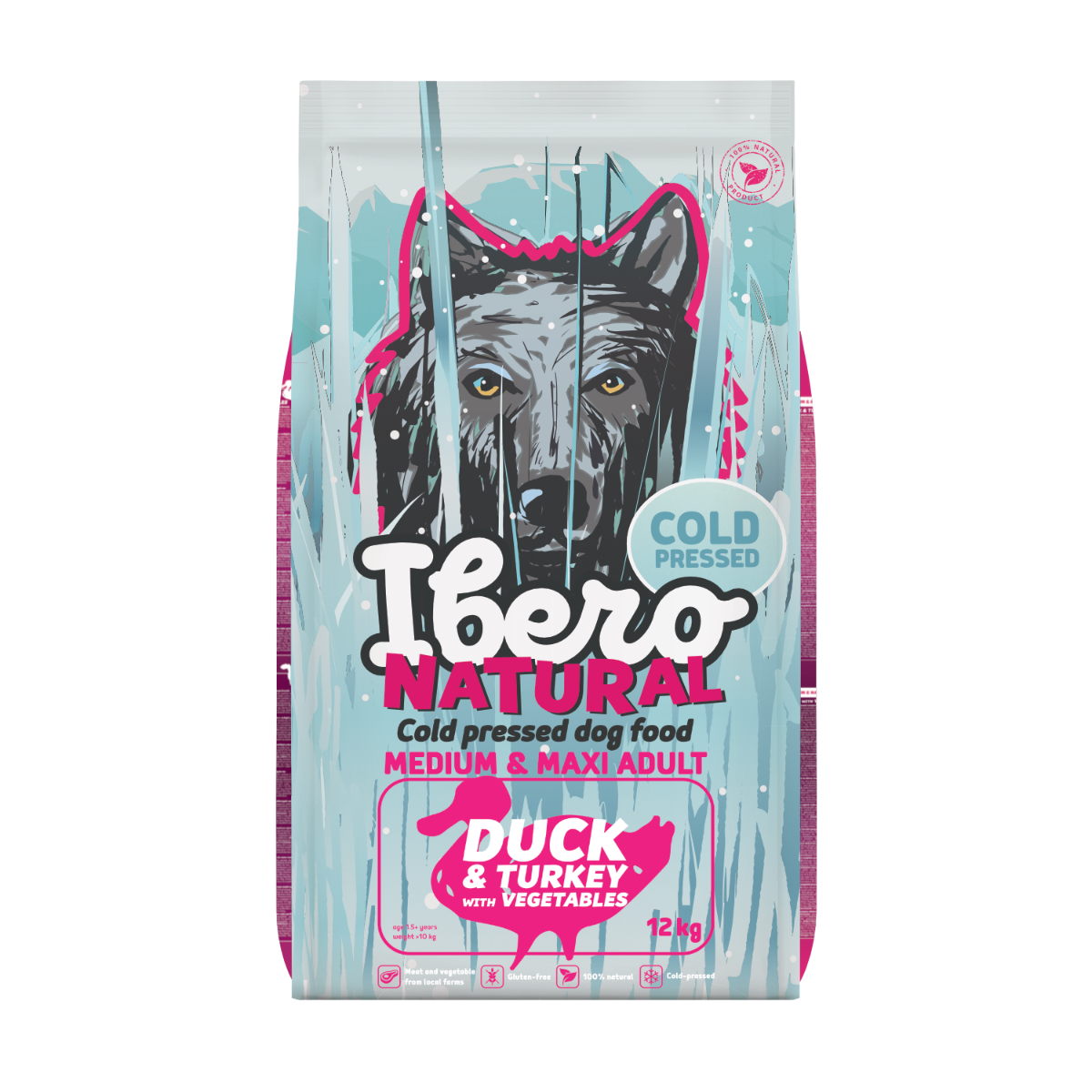Ibero Cold Press indyk, kaczka z batatem, owsem, ziemniakiem adult 12 kg