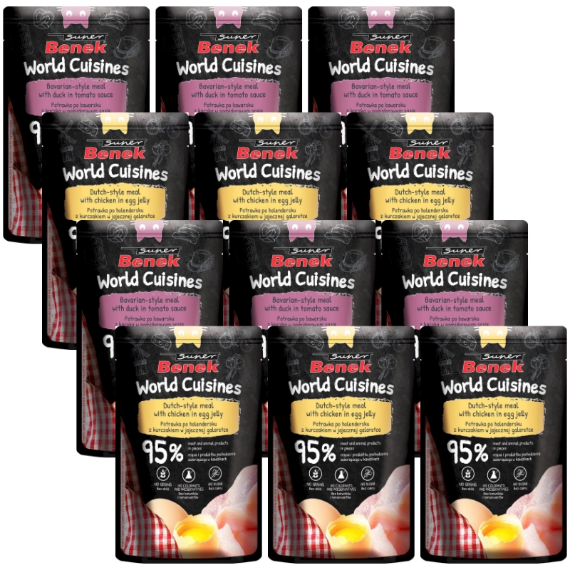 Super Beno World Cuisines mix smaków kawałki adult 100 g × 12