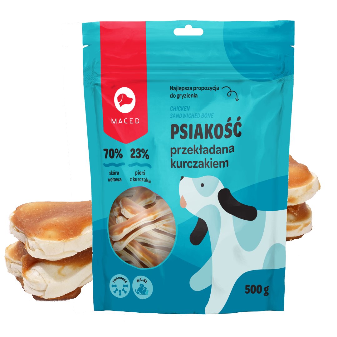 Maced kość przekładana kurczakiem 500 g