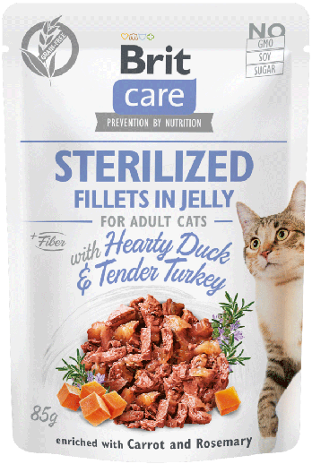 Brit Care Sterilised indyk, kaczka w galaretce adult 85 g × 12