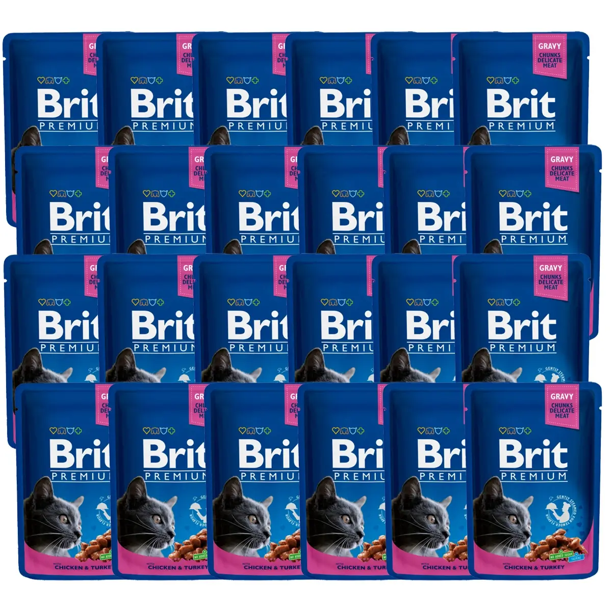 Brit Premium indyk, kurczak w sosie adult 100 g × 24