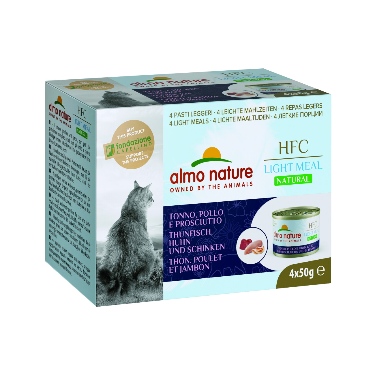 Almo Nature Hfc Natural Light kurczak, szynka, tuńczyk w sosie adult 50 g × 4