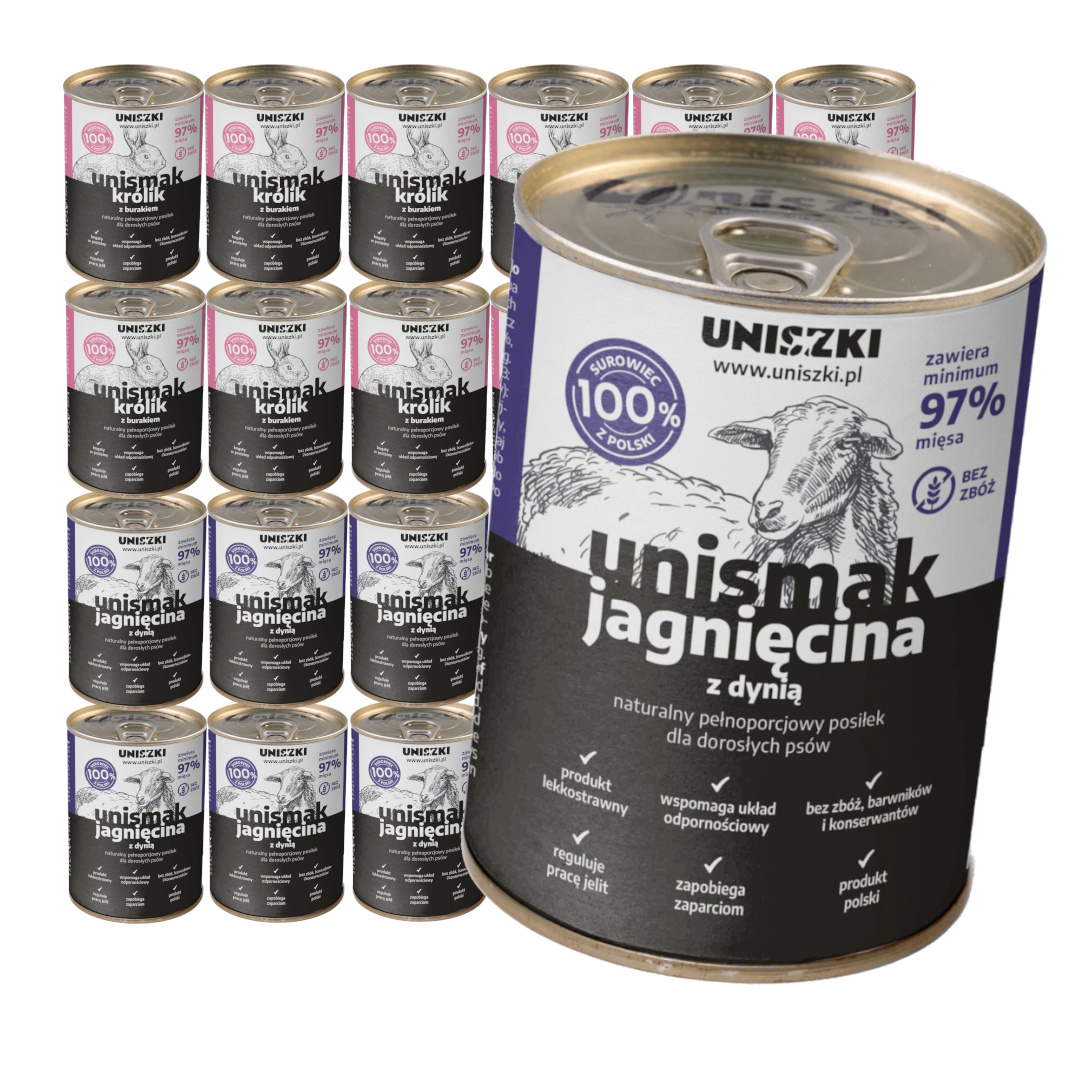 Uniszki Unismak jagnięcina, królik 400 g × 24