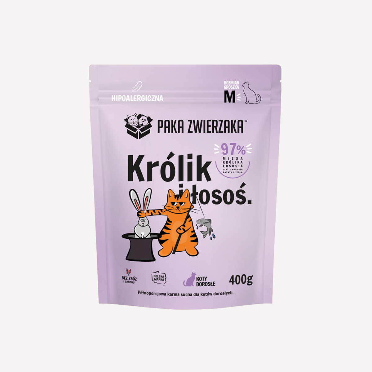 Paka Zwierzaka królik, łosoś adult 400 g