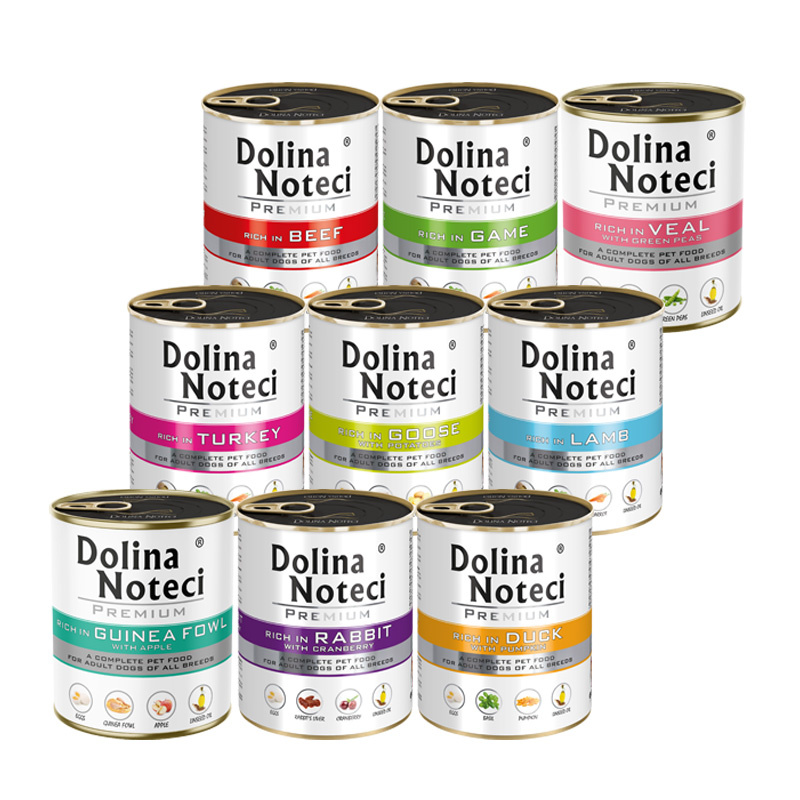 Dolina Noteci Premium cielęcina, dziczyzna, gęś, indyk, jagnięcina, kaczka, królik, perliczka, wołowina adult 800 g × 9
