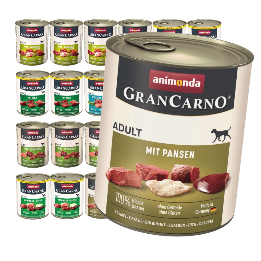 Animonda GranCarno dziczyzna, jeleń, kaczka, królik, wołowina, łosoś adult 800 g × 24