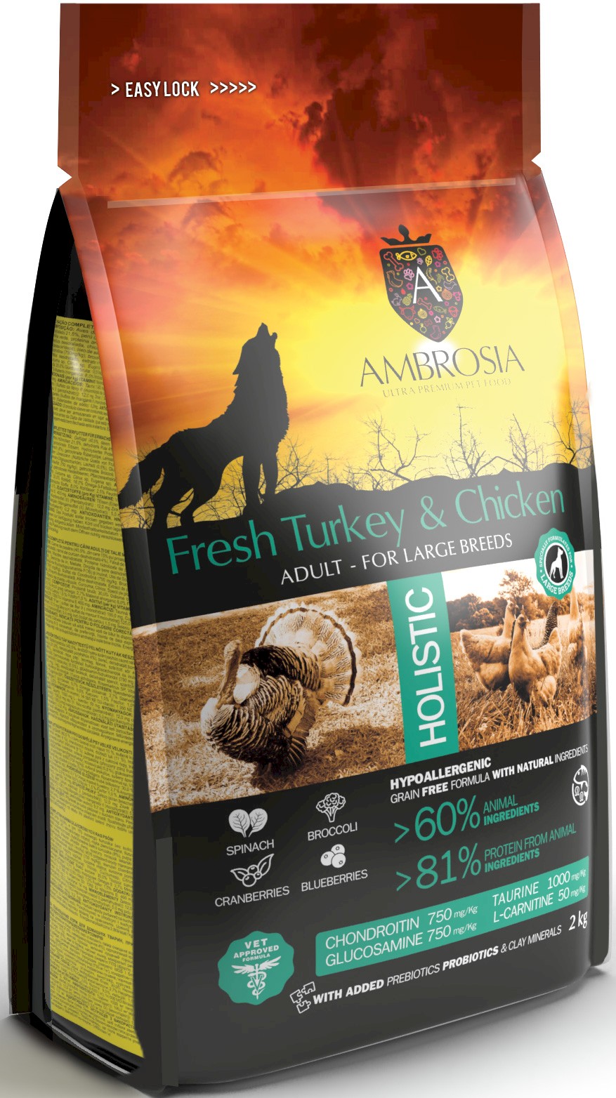Ambrosia indyk, kurczak adult duże rasy 12 kg
