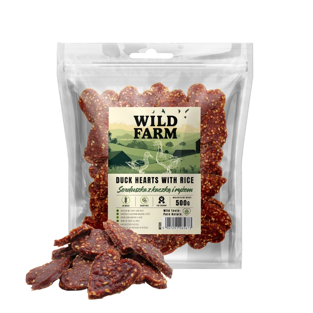 Wild Farm Serduszka z kaczką i ryżem 500 g