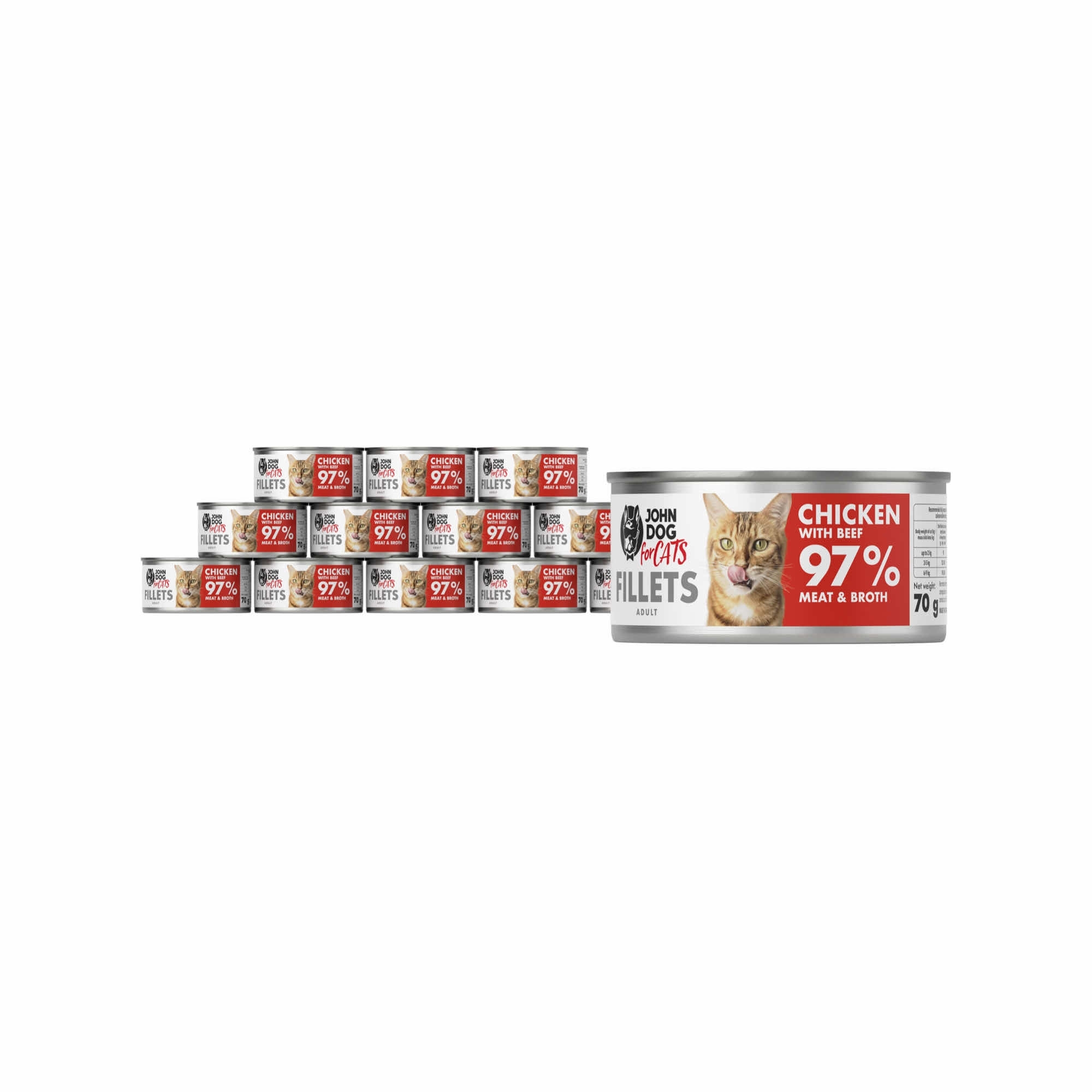 John Dog For Cats kurczak, wołowina w sosie adult 70 g × 12