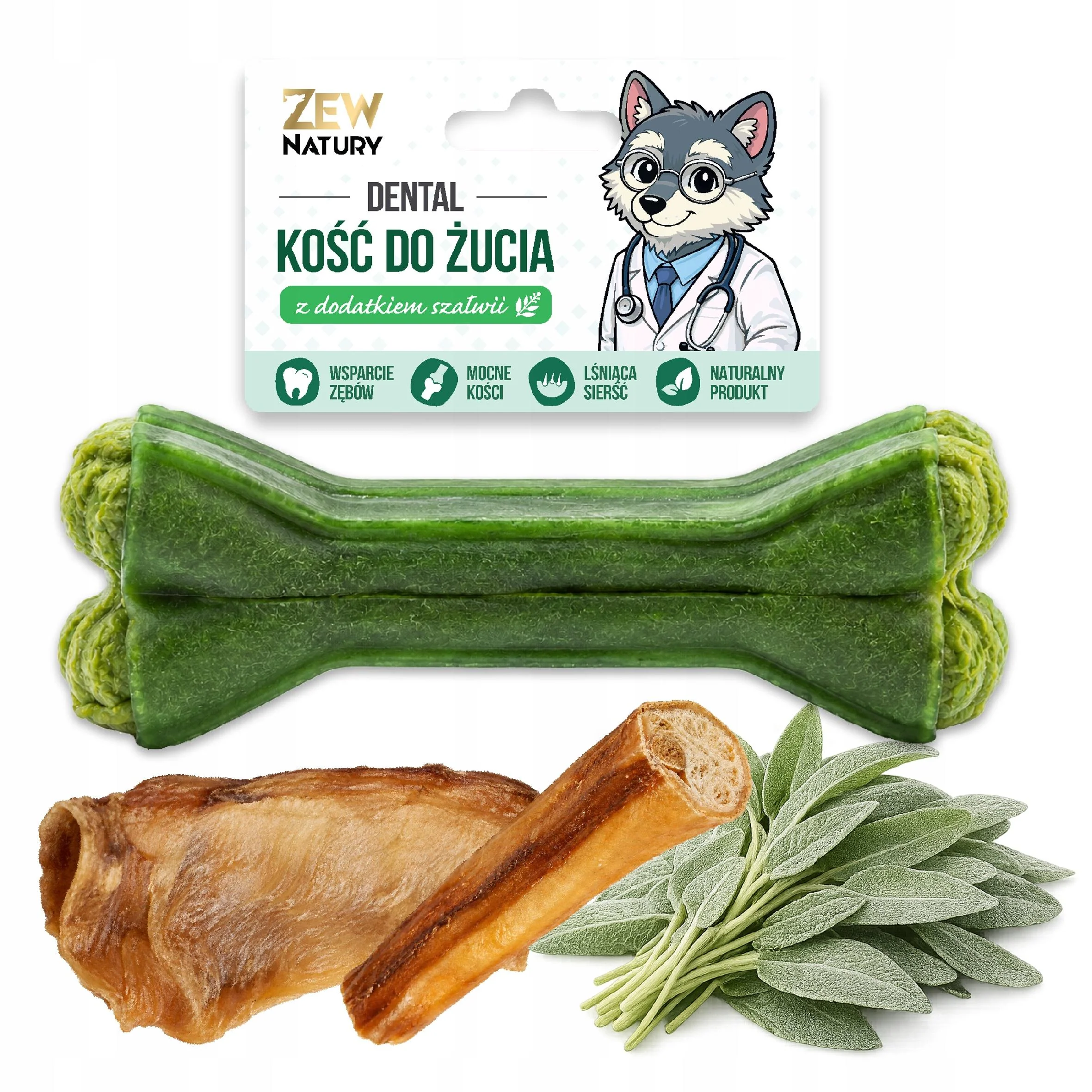 Zew Natury Dental kość wołowa z szałwią 55 g