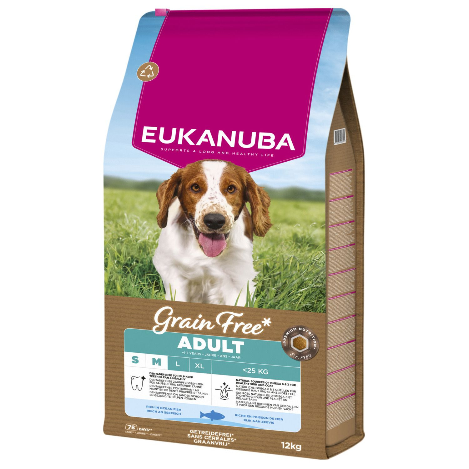 Eukanuba Grain Free łosoś adult małe rasy, średnie rasy 12 kg