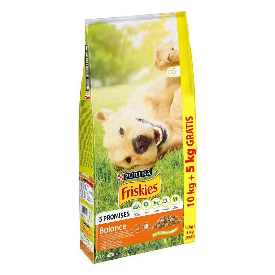 Purina Friskies Balance kurczak, wołowina z warzywami adult 15 kg