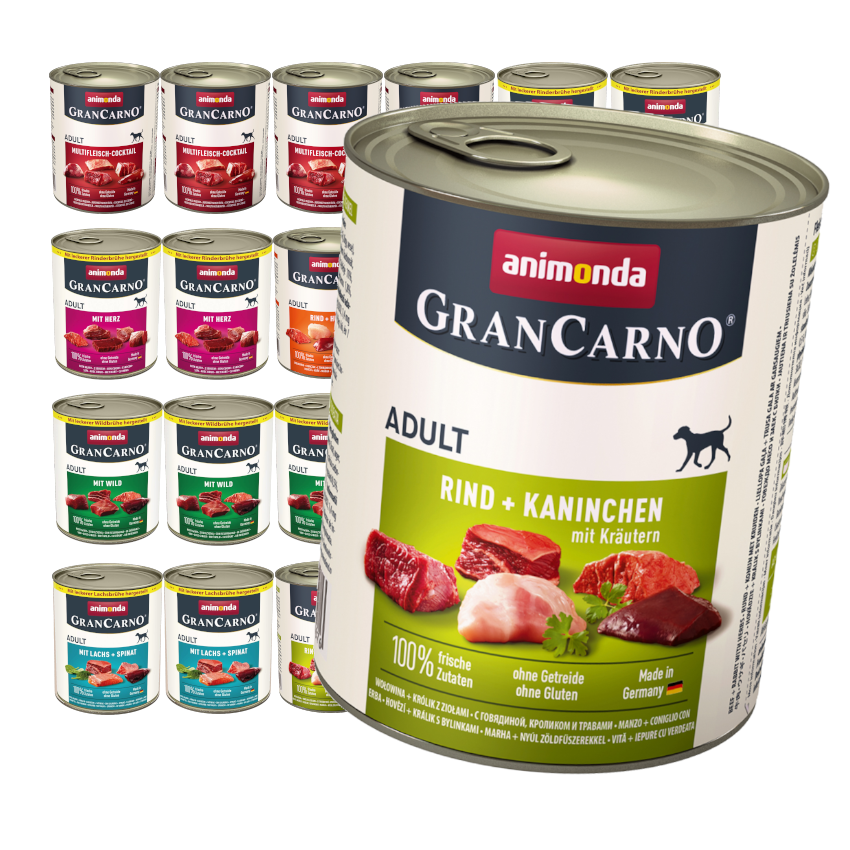 Animonda GranCarno dziczyzna, królik, kurczak, wieprzowina, wołowina, łosoś adult 800 g × 24