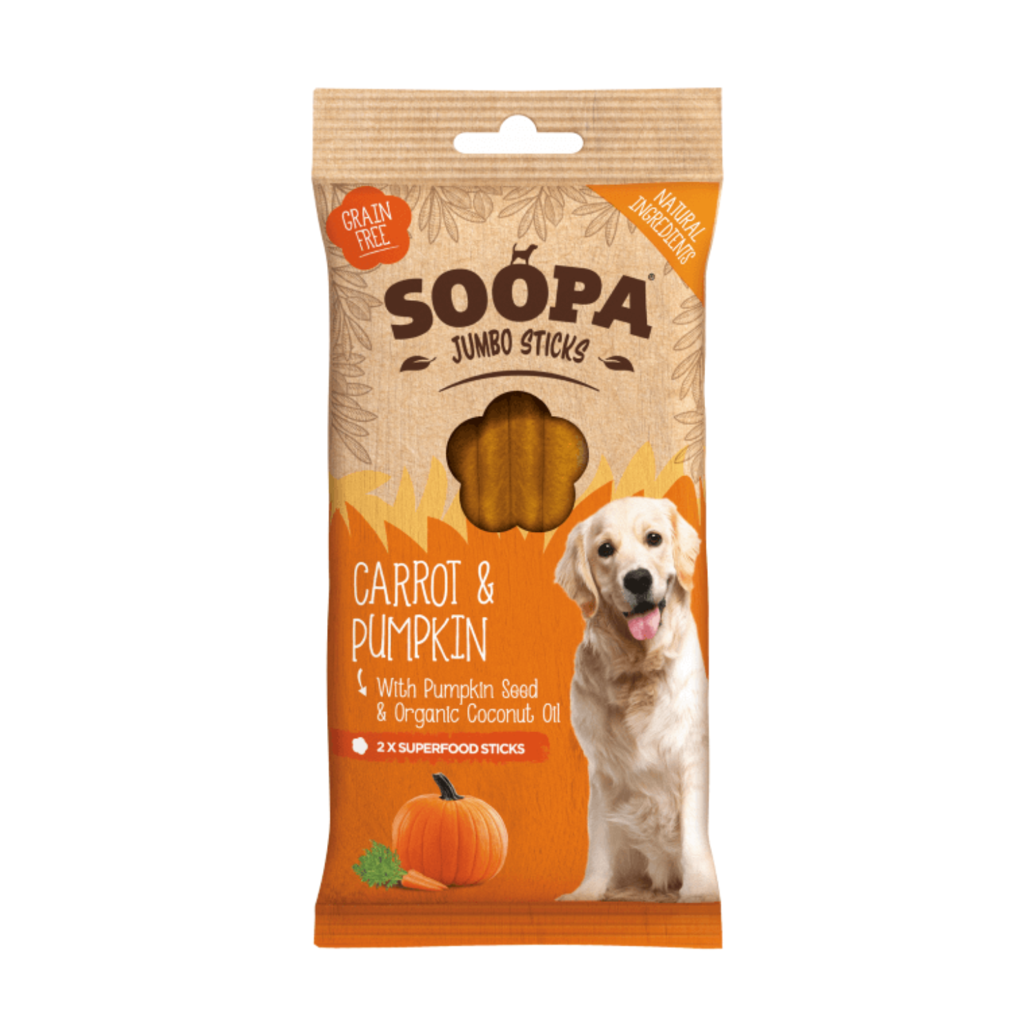 Soopa Jumbo Dental Stick marchewka, dynia 170 g