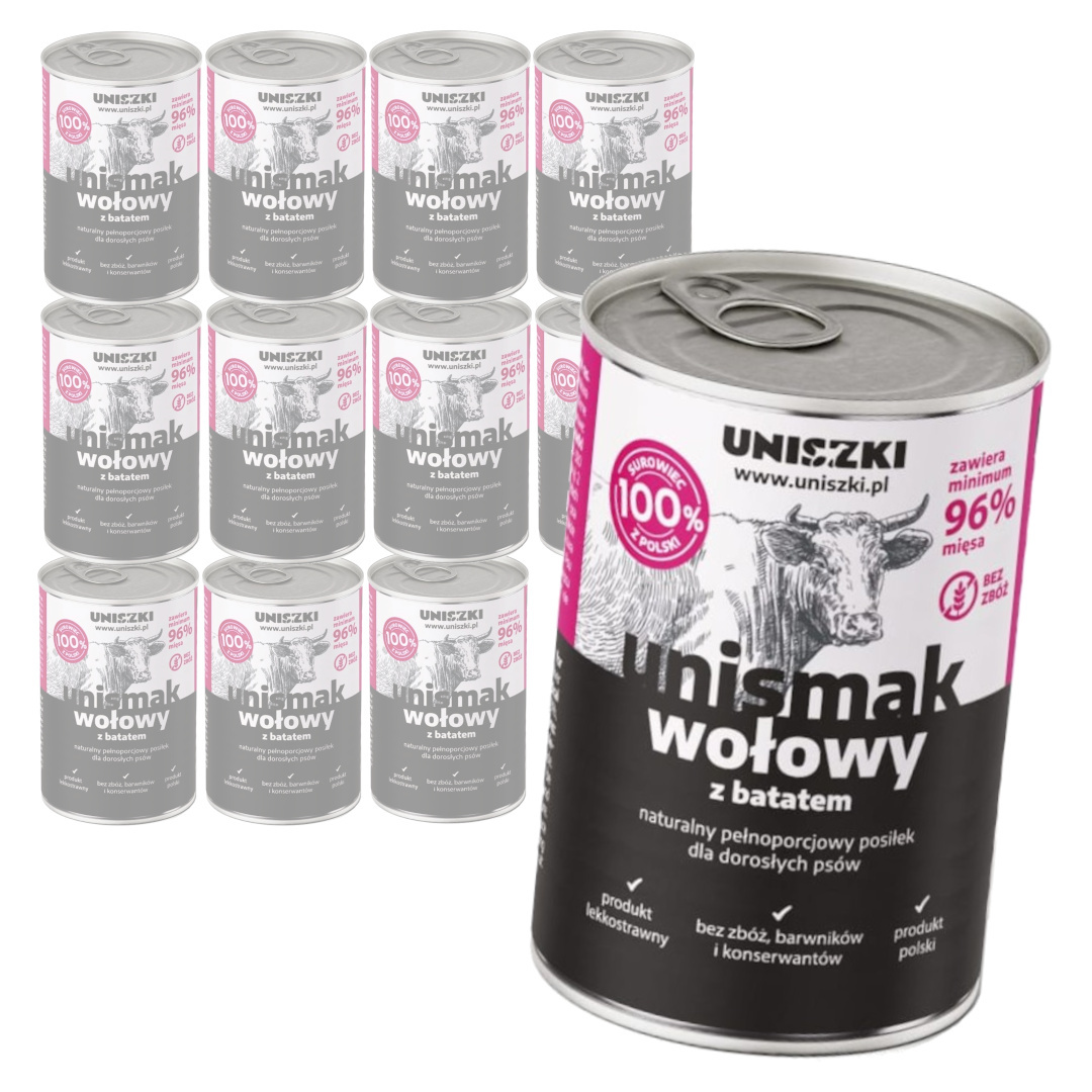 Uniszki Unismak wołowina z batatem adult 400 g × 12