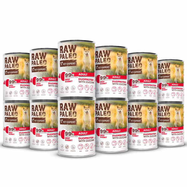 VetExpert Raw Paleo królik, wołowina adult 400 g × 12