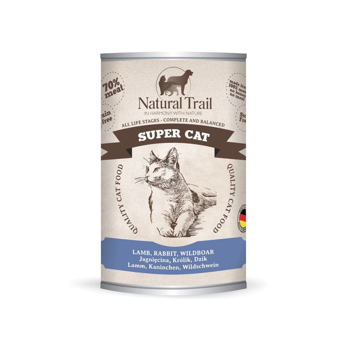 Natural Trail Super Cat dziczyzna, jagnięcina, królik pasztet 400 g