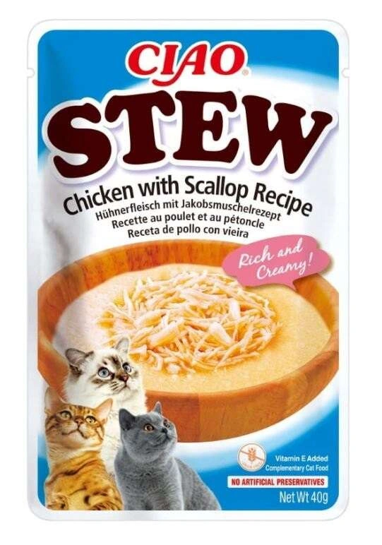 Inaba Ciao Stew kurczak, przegrzebki w bulionie adult 40 g