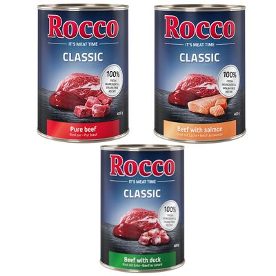 Rocco Classic kaczka, wołowina, łosoś adult 400 g × 6
