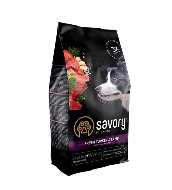 Savory indyk, jagnięcina adult średnie rasy 1 kg