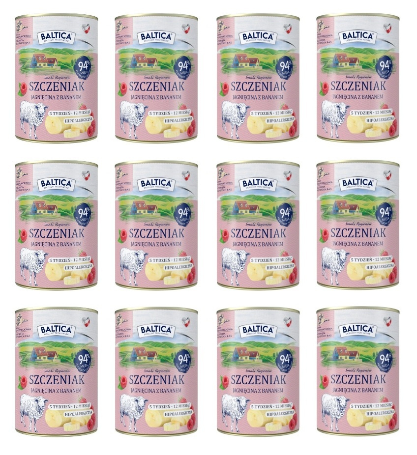 Baltica jagnięcina z bananem junior 400 g × 12