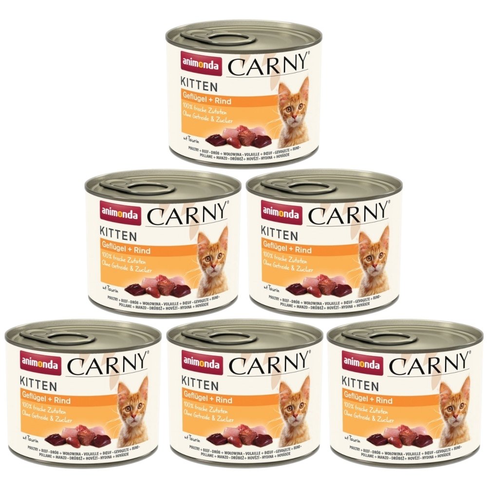 Animonda Carny drób, wołowina pasztet kitten 200 g × 6