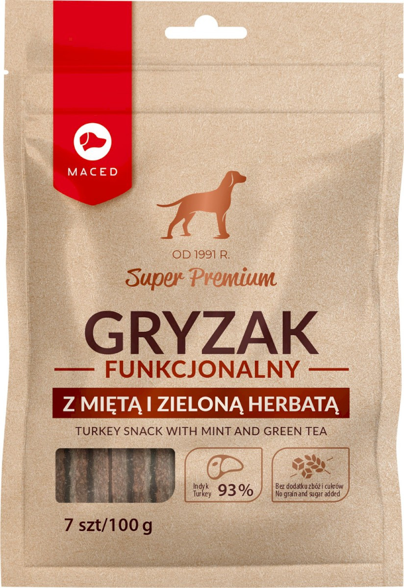 Maced Super Premium gryzak funkcjonalny indyk, mięta, zielona herbata 100 g