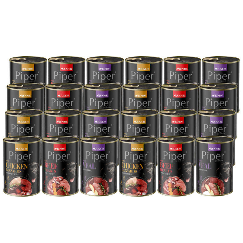 Piper Animals cielęcina, kurczak, wołowina junior 400 g × 24