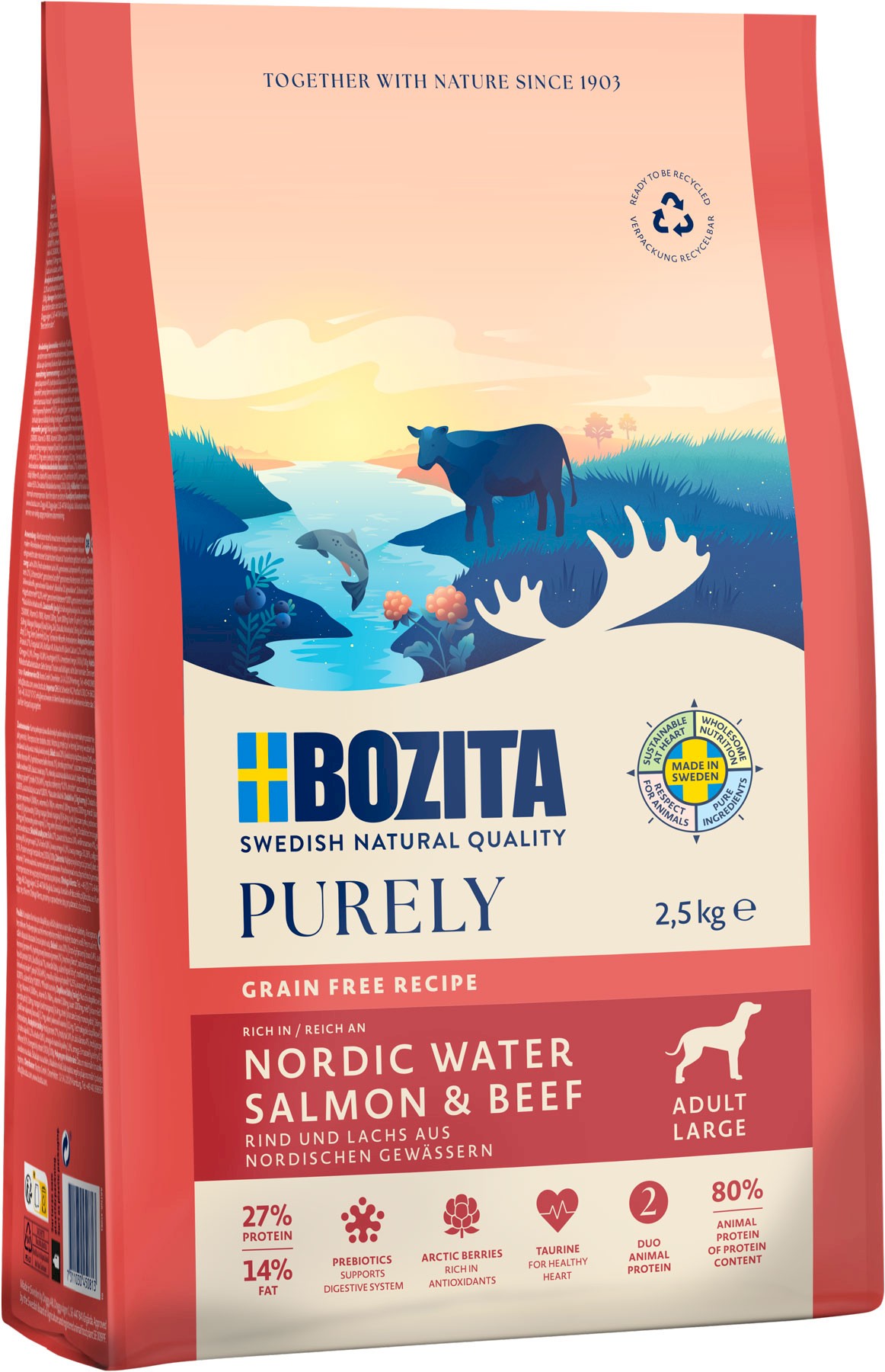 Bozita Purely wołowina, łosoś adult duże rasy 2,5 kg