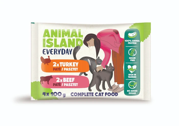 Animal Island Everyday Skin & Coat mix smaków pasztet adult 100 g × 4