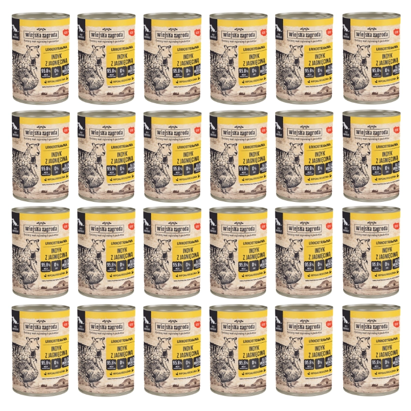Wiejska Zagroda indyk, jagnięcina adult 400 g × 24