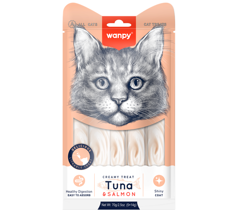 Wanpy Creamy Treat tuńczyk, łosoś 14 g × 5