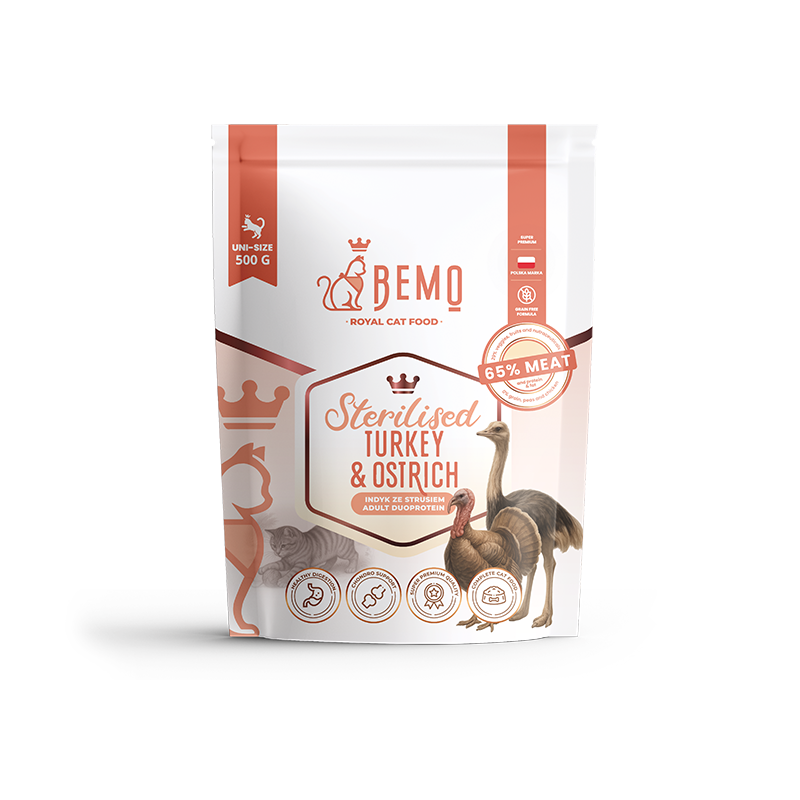 Bemo Cat Sterilised indyk, struś adult 500 g