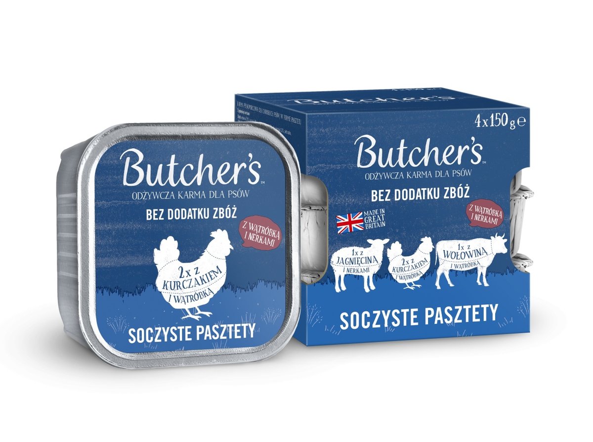 Butcher's Original nerki, wołowina, wątróbka adult 150 g × 4