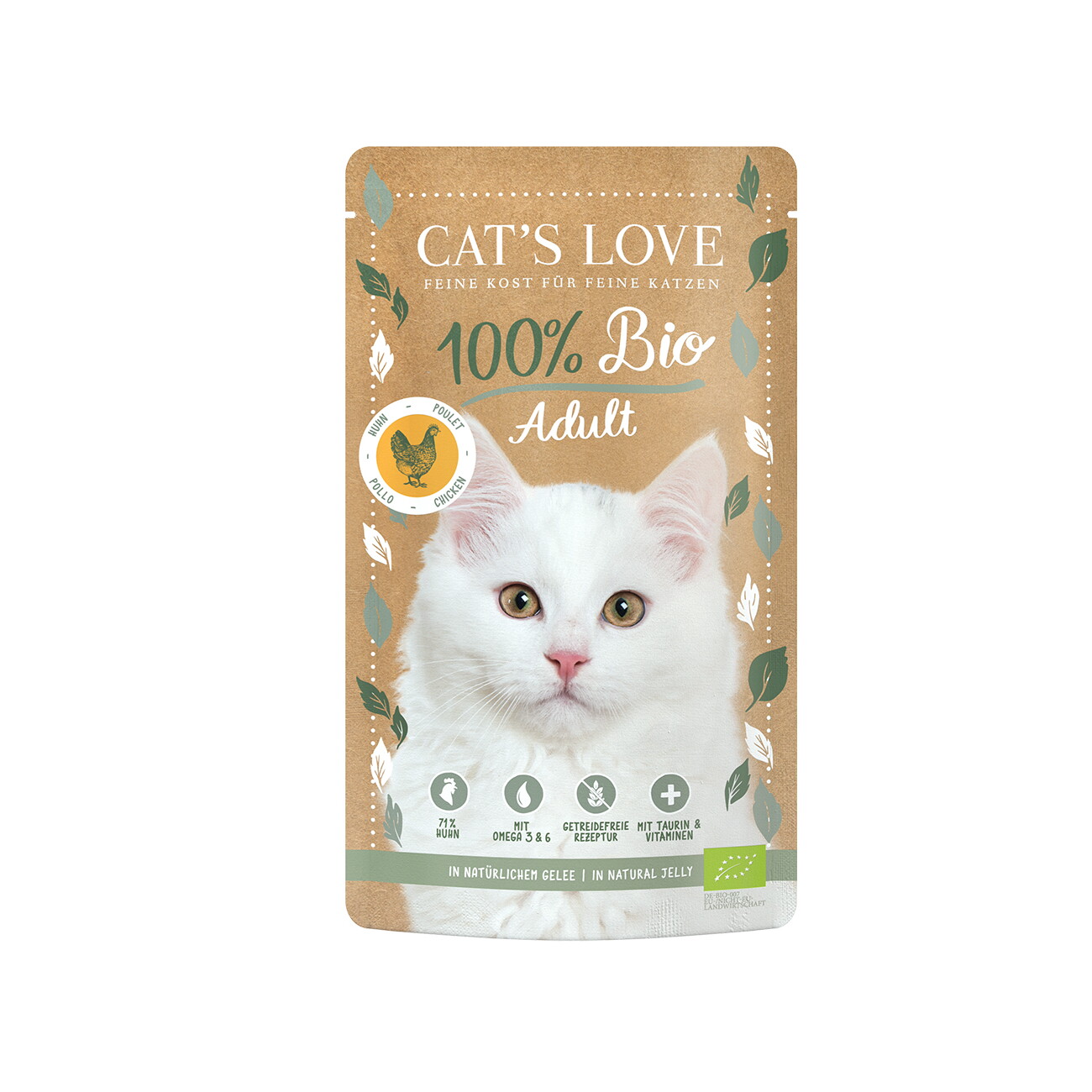 CAT'S LOVE Bio kurczak w galaretce adult 100 g × 6