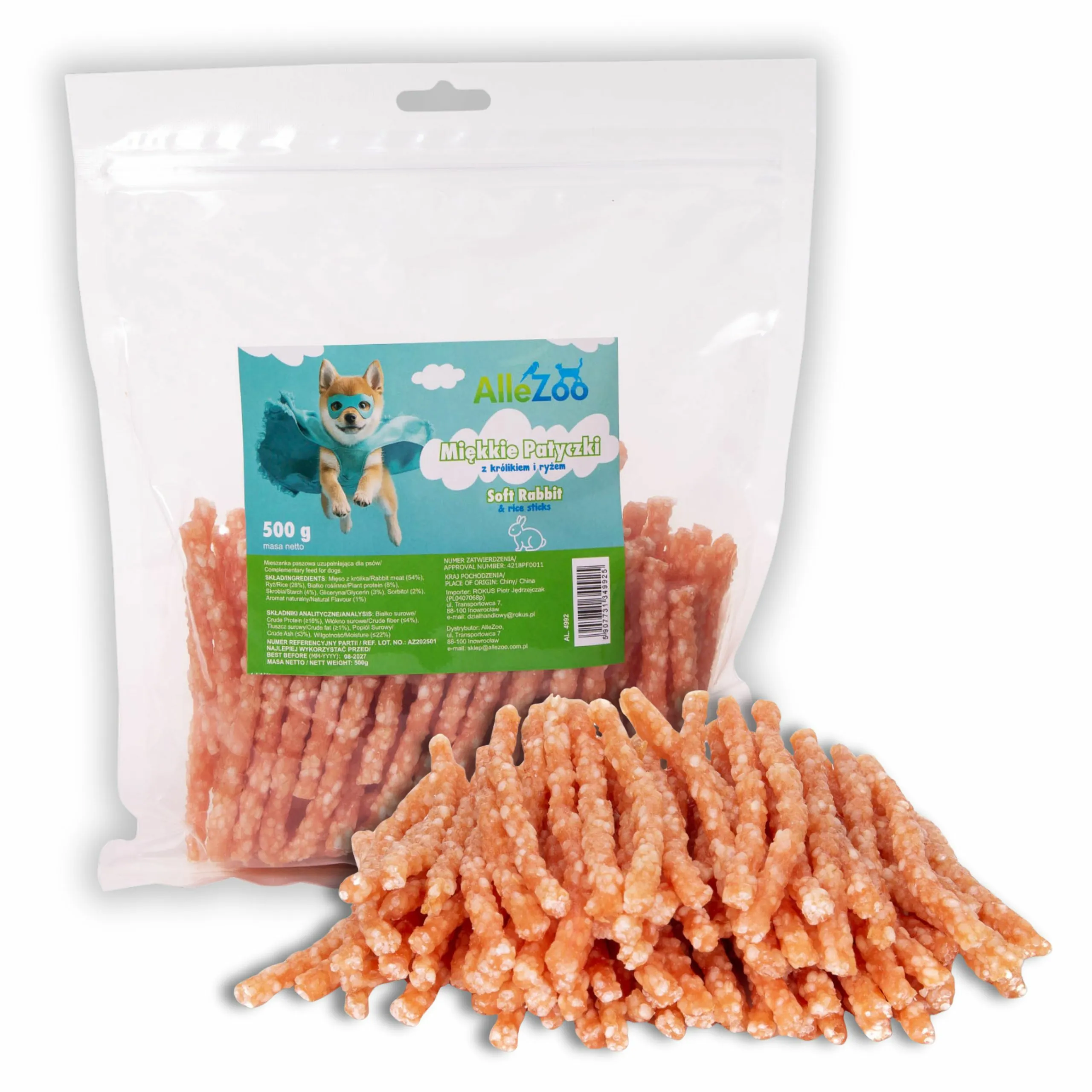 AlleZoo królik z ryżem adult 500 g