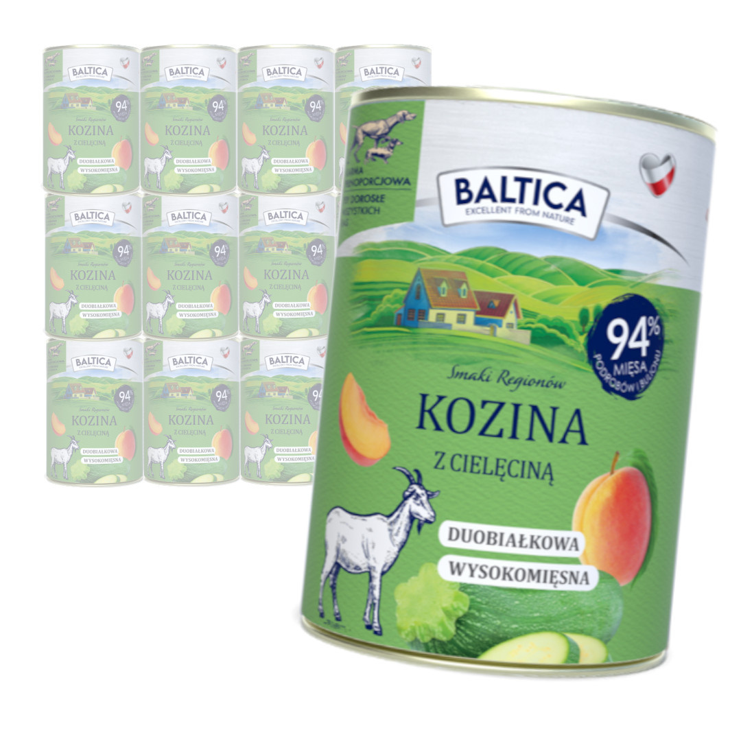 Baltica Smaki Regionów cielęcina, kozina adult 400 g × 12