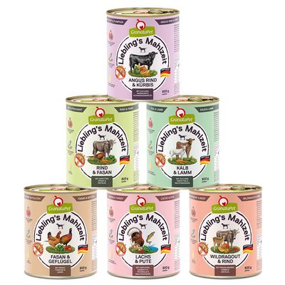 GranataPet Liebling's Mahlzeit bażant, cielęcina, drób, dziczyzna, indyk, jagnięcina, wołowina, łosoś 800 g × 6