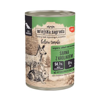 Wiejska Zagroda Leśne Smaki królik, sarna adult 400 g × 24