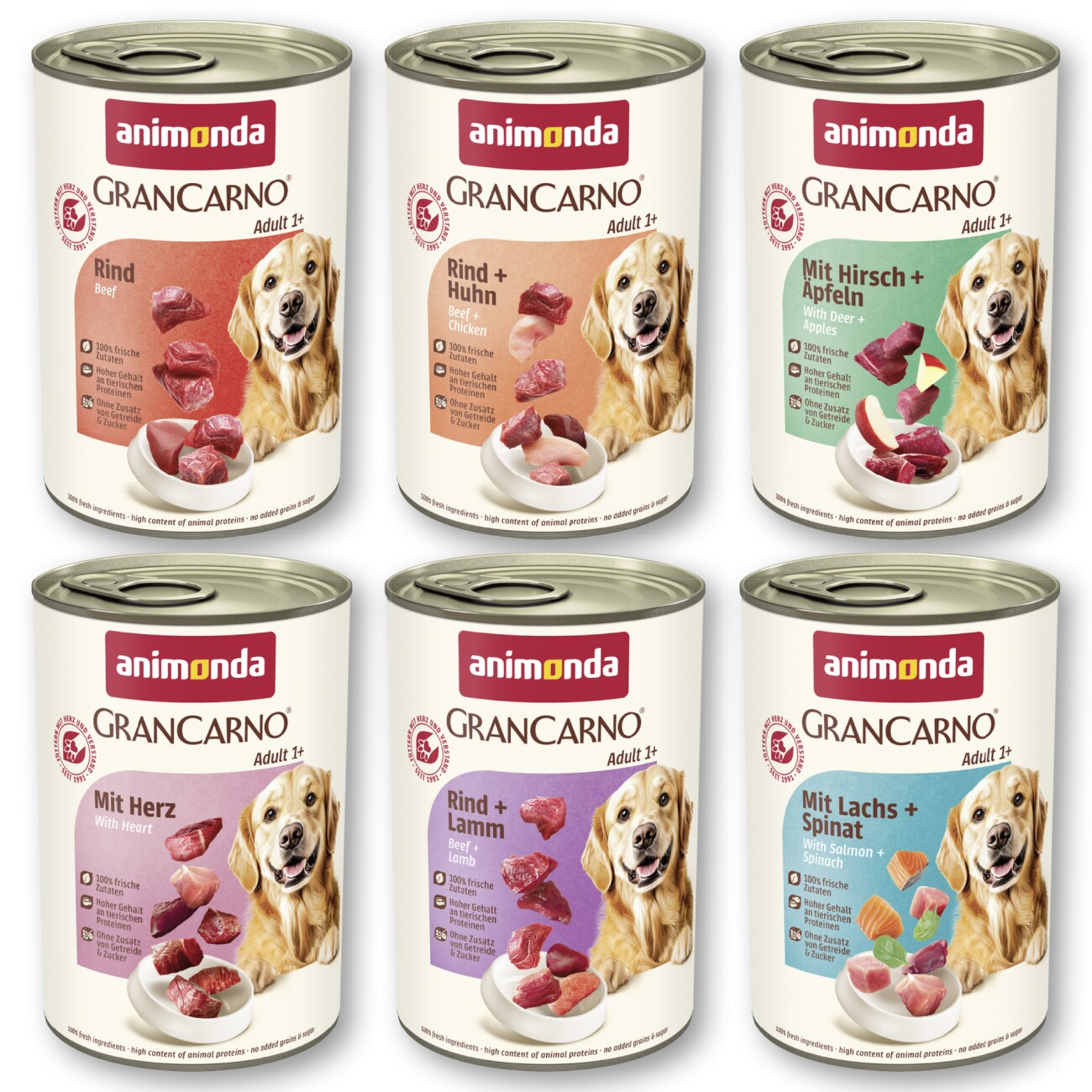 Animonda GranCarno jagnięcina, jeleń, kurczak, wołowina, łosoś adult 400 g × 6
