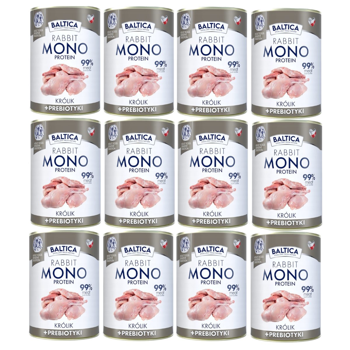 Baltica Monoprotein królik adult duże rasy 400 g × 12