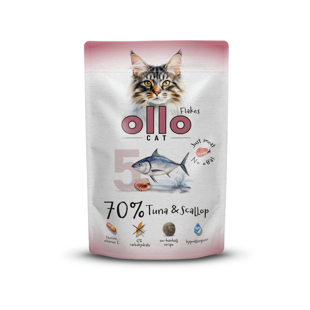 Ollo Cat Digestive tuńczyk, przegrzebki w sosie 85 g