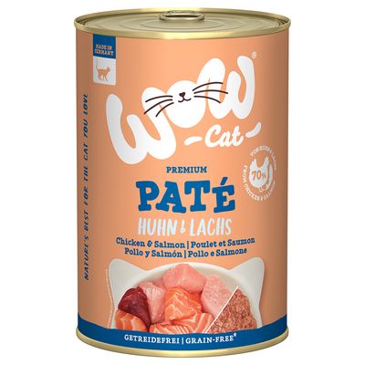 WOW kurczak, łosoś pasztet adult 400 g × 12