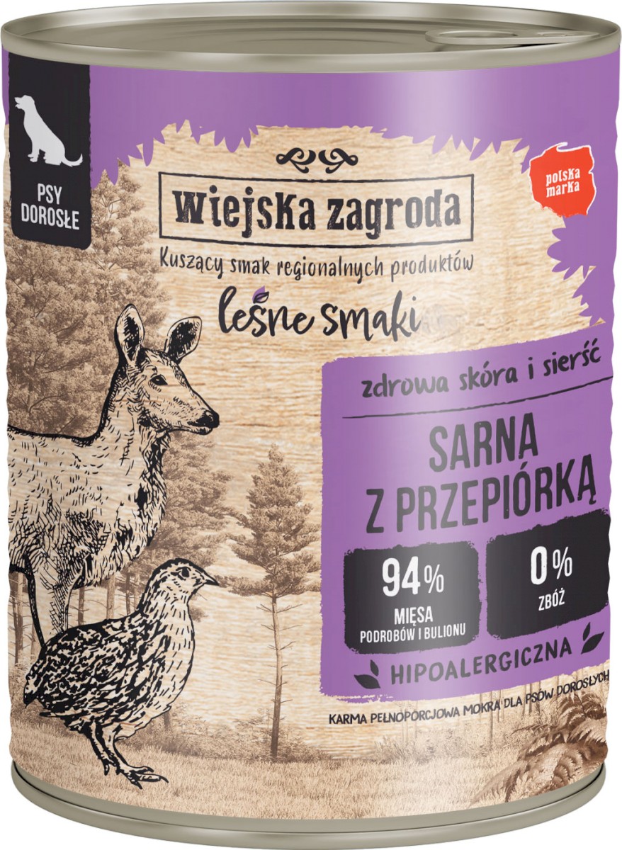 Wiejska Zagroda Leśne Smaki przepiórka, sarna adult 800 g