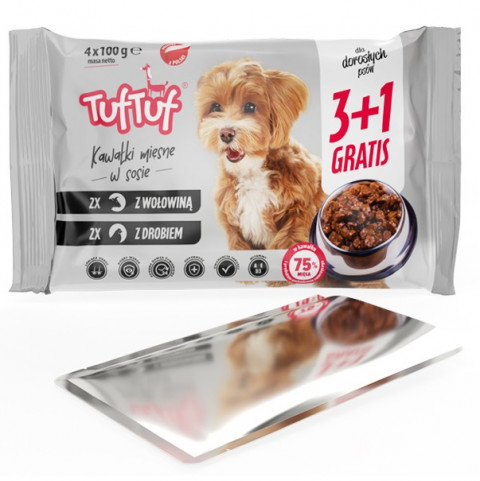 Tuf Tuf drób, wołowina 100 g × 4