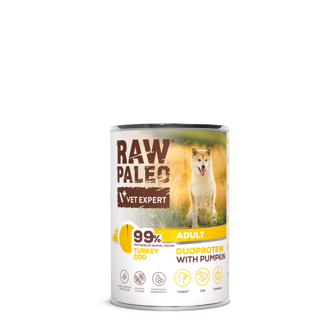 VetExpert Raw Paleo indyk, dorsz adult 400 g
