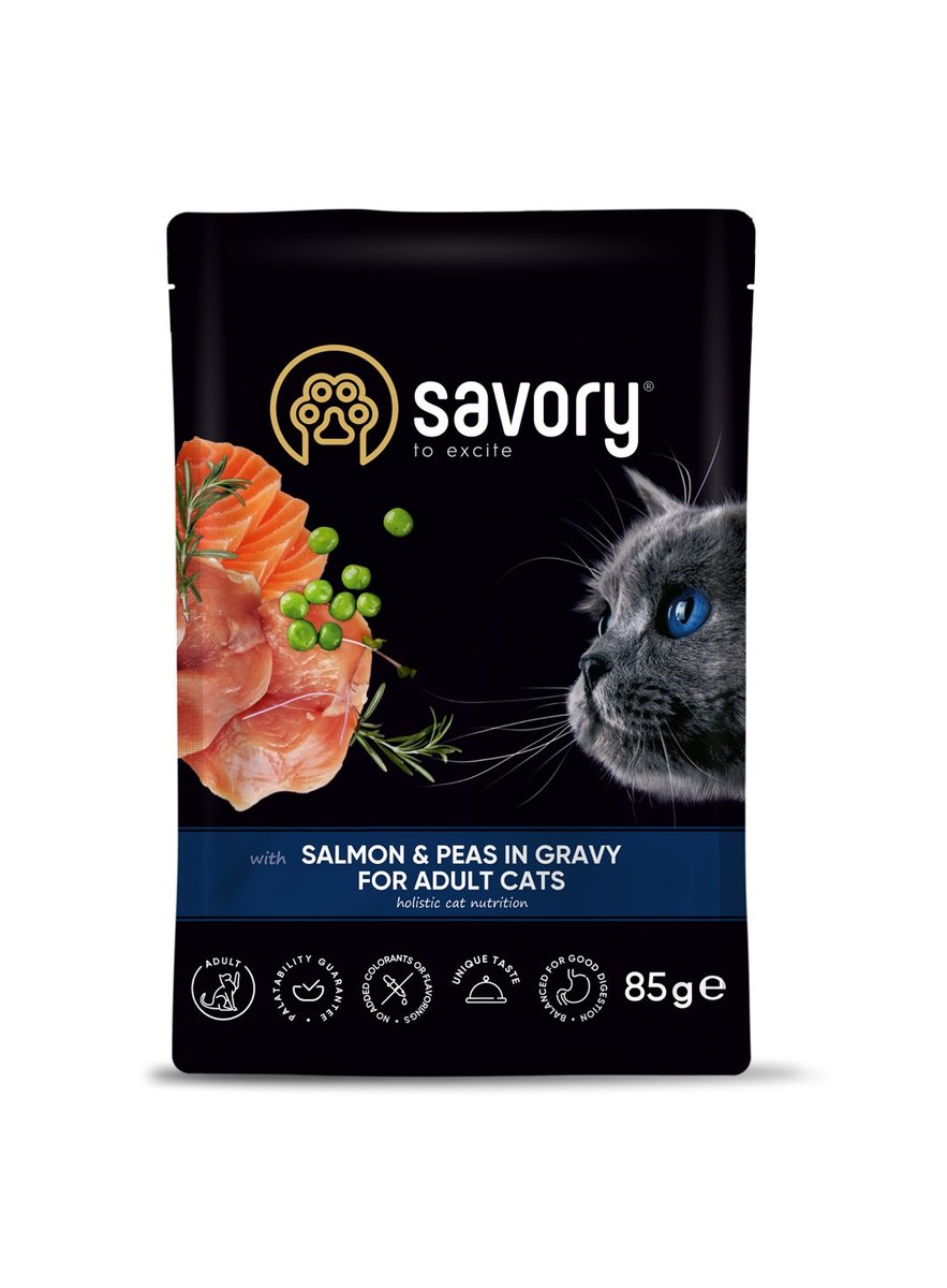 Savory kurczak, łosoś z grochem w sosie adult 85 g × 24