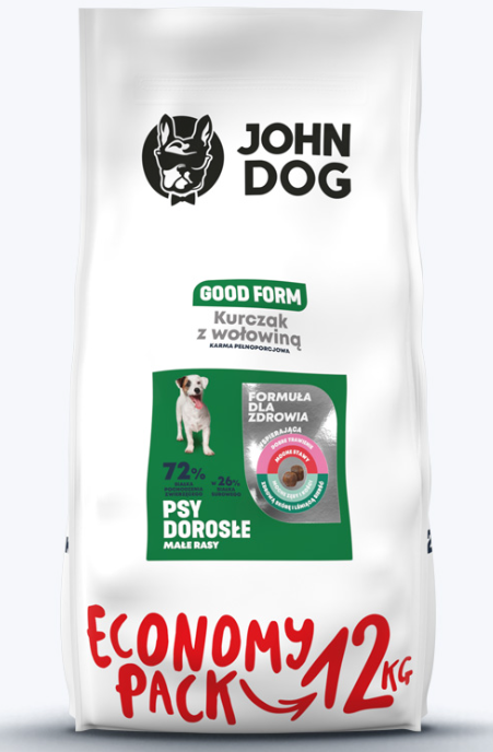 John Dog Good Form kurczak, wołowina adult małe rasy 12 kg
