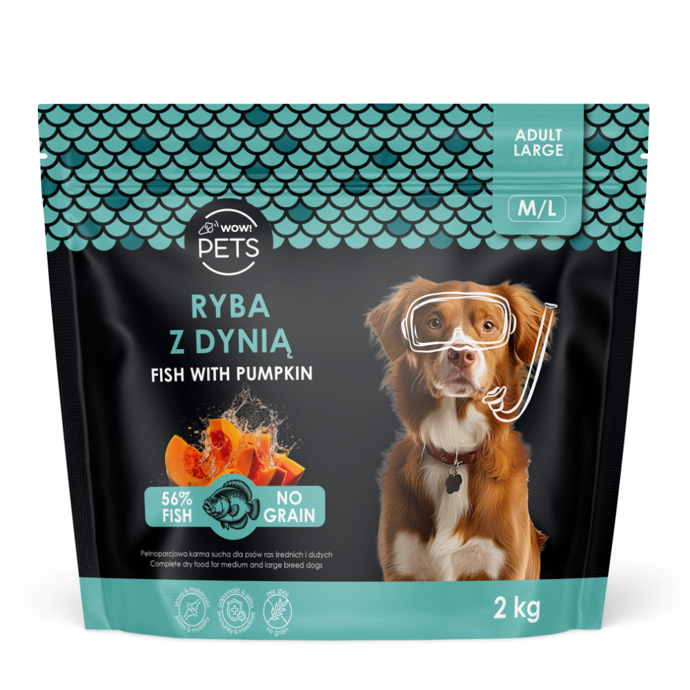 WOW!PETS ryba adult średnie rasy, duże rasy 2 kg